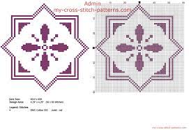 Aida 14, cream 52w x 162h stitches size(s): Geometric Violet Biscornu 60 X 60 Stitches Free Cross Stitch Pattern Download Free Cross Stitch Patterns Simple Unique Alphabets Baby
