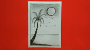 Ada dua buah pohon kelapa di pinggiran pantai. Cara Menggambar Pemandangan Pantai Dengan Pensil How To Draw Scenery Youtube