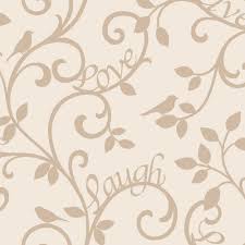 Flying birds & love birds images. Live Love Laugh Scroll Wallpaper Cream Gold Fd40286 Wallpaper From I Love Wallpaper Uk