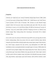 Manusia tidak dapat hidup sendiri, dia selalu hidup di. Hak Asasi Manusia Di Malaysia Doc Hak Asasi Manusia Di Malaysia Pengenalan Dokumen Asas Kepada Hak Asasi Manusia Pertubuhan Bangsa Bangsa Bersatu Pbb Course Hero