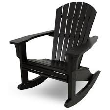 Polywood Seashell Black Patio Rocker Shr22bl The Home Depot Adirondack Rocking Chair Rocking Chair Rocker Chairs