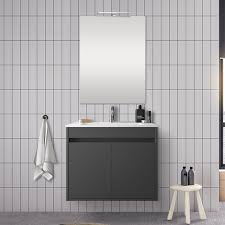 Mobile da bagno 70 cm: Mobile Bagno 70 Cm Con 2 Ante Mavi Grigio Grafite Con Specchio
