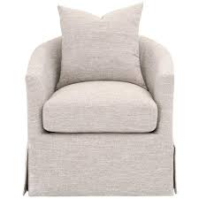 Thôn bích chu xã an tường huyện. Zoey Modern Classic Grey Slipcovered Round Swivel Barrel Chair Kathy Kuo Home