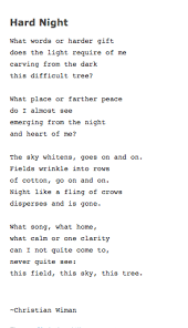 Christian Wiman Hard Night What Is Life About Words Poems