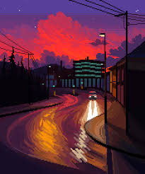 Rainy City Streets 8pxl Me Pixel Art 2020 Art In 2021 Pixel Art Rainy City Scenic Art