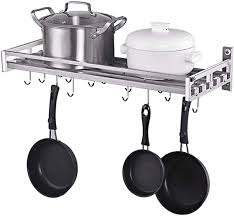 7 metal kitchen serving tongs scalloped edge grip locking lot of 12 banquet new. Amazon Com Istboom Wall Mount Pot And Pan Rack Stainless Steel Hanging Pot Org Stainless Steel Kitchen Shelves Wall Mounted Kitchen Shelves Stainless Kitchen