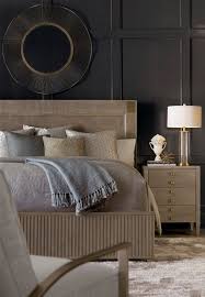 Outlined In Carved Reeding And Accented With Brass This Handsome Panel Bed Headboard Bri Modern Bedroom Furniture Bedroom Furniture Sets Diy Furniture Bedroom