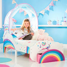 Unicorn And Rainbow Toddler Bed With Light Up Canopy And Storage Drawer Try our product risk free!