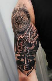 Tattoo Schachfigur Kompass Arm Uhr Tatowierungen Schachfigur Tattoo Armtatowierung
