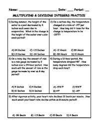 Multiplying And Dividing Integers Word Problem Practice Plus Spiral Review In 2020 Integers Word Problems Word Problem Practice Dividing Integers
