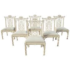 1980s Set Of Six Spanish White Lacquer Oriental Chinoiserie Pagoda Dining Chairs In 2020 Dining Chairs Dining Room Chairs Modern Dinning Room Sets