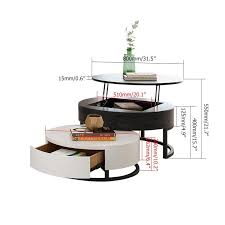 Modern Round Coffee Table With Storage Lift Top Wood Coffee Table With Rotatable Drawers In White Natural White Black Marble White In 2020 Round Coffee Table Modern Coffee Table Wood Coffee Table