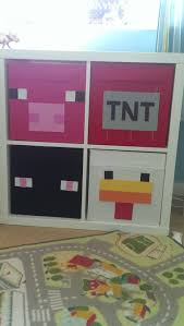 This Is From Ikea Kallax Series With Drona Boxes Customised Using Self Adhesive Foam Minecraft Bedroom Minecraft Room Minecraft Bedroom Decor