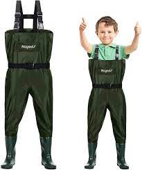 I wrecked a pair of hiking boots sloshing around in the super soft mud; Magreel Kids Waders Waterproof Nylon Pvc Youth Waders With Boots Fishing Hunting Waders For Toddlers Kids Boys Girls Army Green Age 2 13 Amazon De Sports Outdoors