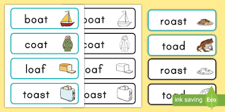 Two for oa words, one for ie words, three for ea words, and 1 for ow words (as in snow). Oa Digraph Word Cards