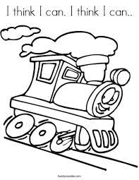 Kids toy train coloring book graphic isolated on white background . I Think I Can I Think I Can Coloring Page Twisty Noodle