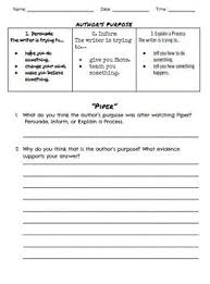 Author S Purpose With Pixar Short Piper Tpt Authors Purpose Pixar Shorts Common Core Reading