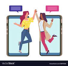Friendly chat online messaging happy women Vector Image