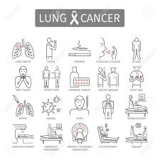 Lung cancer is the number one cause of cancer deaths in both men and women in the u.s. Lung Cancer Symptoms Causes Treatment Line Icons Set Vector Signs Royalty Free Cliparts Vectors And Stock Illustration Image 77611582