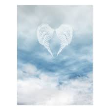 Angel Wings In Cloudy Blue Sky Postcard Zazzle Com In 2020 Wings Wallpaper Blue Sky Sky And Clouds