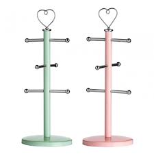 For a more industrial look, consider a metal coffee mug tree. Sweet Heart Mug Tree Metal Green Clanbay