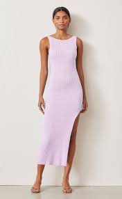 Riviera Knit Midi Dress Lilac In 2020 Knit Midi Dress Midi Dress Ribbed Midi Dress