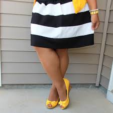 Black And Yellow Striped Skirt Black And White Stripes With Yellow My Sunday Style Striped Skirt Outfit Sunday Style Yellow Outfit