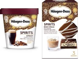 Cookies and cream ice cream layered with hot fudge and chocolate cookie pieces topped with whipped cream and cookie crunch. Haagen Dazs Boozy Ice Creams Taste Test