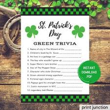 People dress up in green clothing, eat traditional foods and enjoy a few drink. St Patrick S Day Trivia Etsy