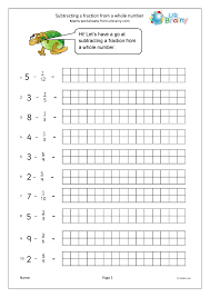 But still no fractions allowed! Subtract Fractions From Whole Numbers Arithmetic Paper Practice Maths Worksheets For Ks2 Maths Sats Booster By Urbrainy Com