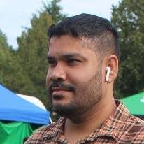 With dog housemates in Chinatown, Victoria, BC