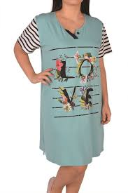 Nicoletta Mavi Kadin Tunik Gecelik Kisa Kollu Buyuk Beden Alkapida Com