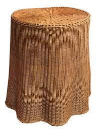 1970s Boho Chic Trompe L Oeil Draped Wicker Rattan Ghost Table On Chairish Com Circular Table Wicker Boho Side Table