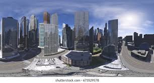 Cityscape Environment Map Hdri Map Equirectangular Ilustracoes Stock 673529578
