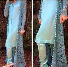 Long Net Shrug Design Jacket Lehenga Blouse Pakistani Bridal Dresses Indian Wedding Outfits Long Shr Long Net Shrug Design Long Shrug Design Fancy Dress Design