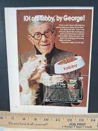 1976 Vintage Print Ad Tabby Tender Bits Cat Food Morsels Treat George Burns  Art | eBay