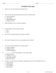 It can be hard to find ice breaker games for. Presidents Day Quiz Grade 9 Free Printable Tests And Worksheets Helpteaching Com