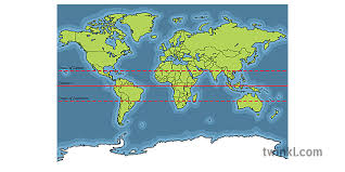 It also reaches 90 degrees below the horizon at solar midnight on the june solstice. Map Of The World With Tropic Of Cancer Tropic Of Capricorn And Equator