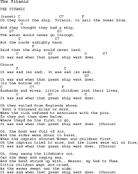 Summer Camp Song The Titanic With Lyrics And Chords For Ukulele Guitar Banjo Etc Camp Songs Lyrics And Chords Songs