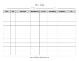 Printable Stool Diary