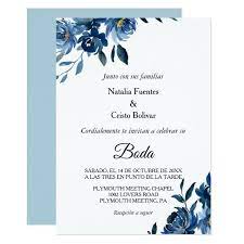 Modern Blue Floral Wedding Invitation Zazzle Com Floral Wedding Invitations Wedding Invitations Wedding Invitation Cards