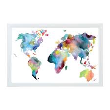Artcanvas navy blue white world map canvas art print. Petal Lane Watercolor World Map White Frame Magnetic Memo Board Mb9301 The Home Depot