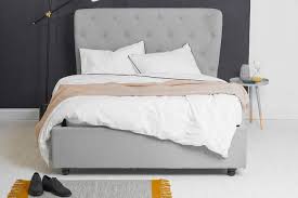 The most common fabric wing bed material is cotton. Light Grey Ottoman Storage Bed Winged King Yark Beds