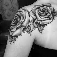 Black And White Rose Shoulder Tattoo Rose Shoulder Tattoo Black And White Rose Tattoo Tattoos