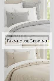 Farmhouse Stripe Duvet Cover And Shams From Pottery Barn Reminds Me Of Rustic Ticking And Love The Button Trim Farmhou Farmhouse Bedding Master Bedroom Bed