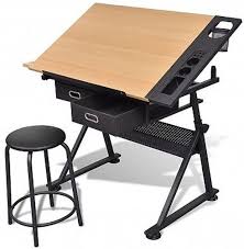 Adjustable Drawing Board Art Artist Design Drafting Table Desk 2 Drawers Stool In 2020 Drawing Desk Drafting Desk Art Desk
