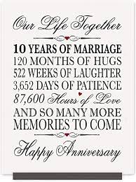 The traditional 10th wedding anniversary gift is tin. Lifesong 10th Memorial Plaque Wedding Anniversary Floral Design 10 Year Wedding Keepsake Gift For Parents Husband Wife Him Our Life Together Amazon De Kuche Haushalt