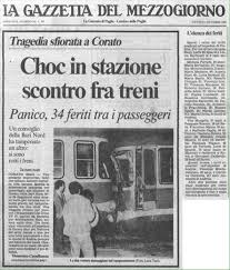La situazione dei lavoratori della gazzetta del mezzogiorno torna a essere tragica e buia come a novembre 2020 quando i curatori fallimentari inviarono a tutti i dipendenti una lettera di sospensione dal lavoro e dalla retribuzione. Corato Era Gia Successo Nel 1986 Una Testimone Racconta Un Altro Scontro Tra Vagoni Nella Stazione Di Corato Le Foto