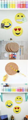 Round Cork Plates Color Emoji Shelf Acrylic Paint Sponge Brush Brush Crafts For Teens Make Your Own Pins Emoji Party Emoji Birthday Party