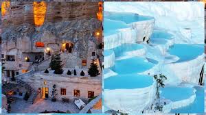 Pamukkale atau lebih sering disebut cotton castle ini adalah situs alam yang diakui sebagai warisan dunia oleh unesco. Natural Mineral Rich Pools Cotton Castle And Fairy Chimneys In Turkey Youtube